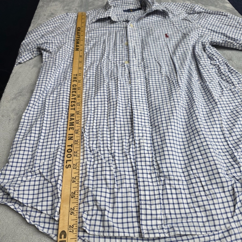 Ralph Lauren Mens Long Sleeve Button Down Shirt Blue White Check SZ M - Picture 5 of 6